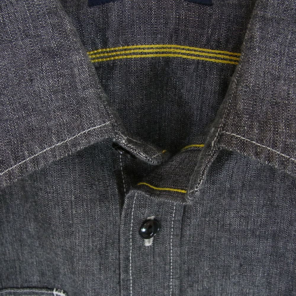 IRON HEART アイアンハート ヘビーシャンブレー ワーク 長袖 シャツ ブラック系 L【中古】