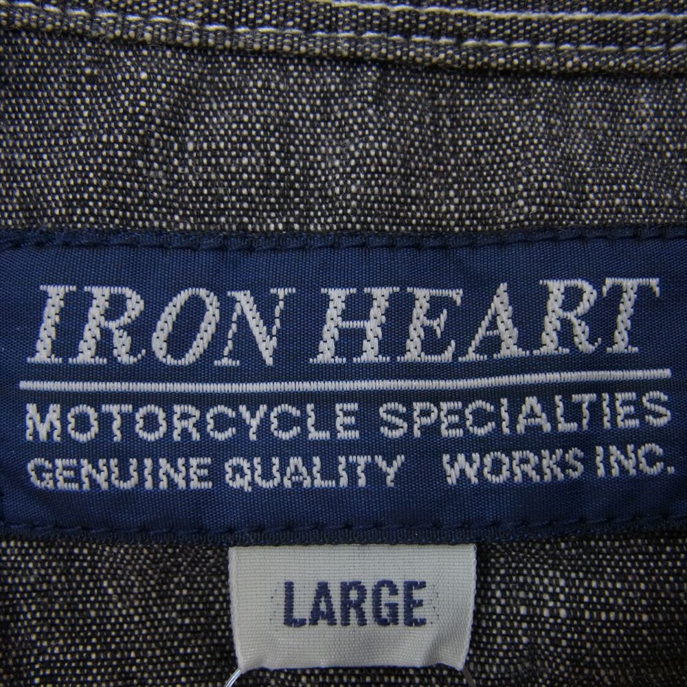 IRON HEART アイアンハート ヘビーシャンブレー ワーク 長袖 シャツ ブラック系 L【中古】
