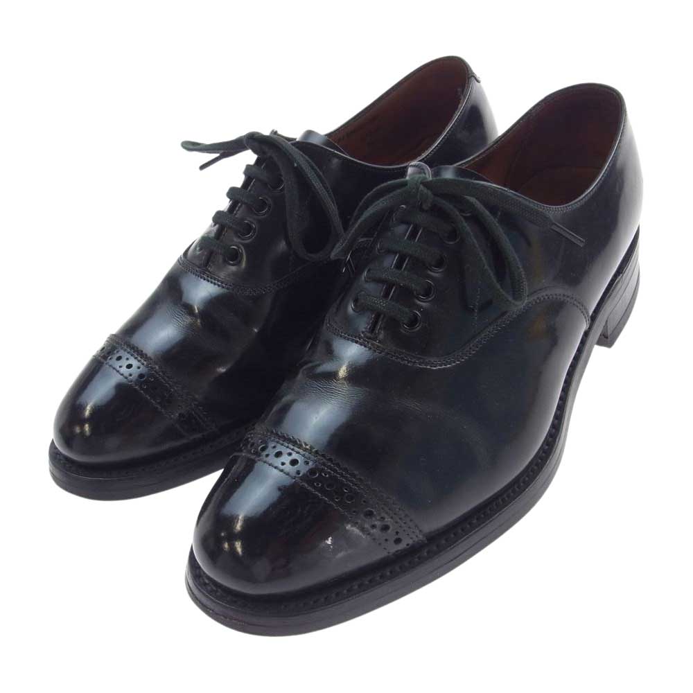 SANDERS サンダース 2324B Military Punched Cap Oxford ミリタリー パンチド キャップ オックスフォード  シューズ ブラック系 6.5【中古】