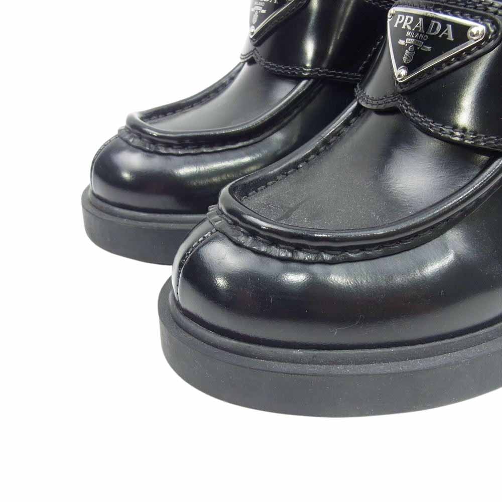 PRADA プラダ 三角ロゴ トライアングルロゴプレート ヒール ローファー シューズ ブラック系 35【中古】