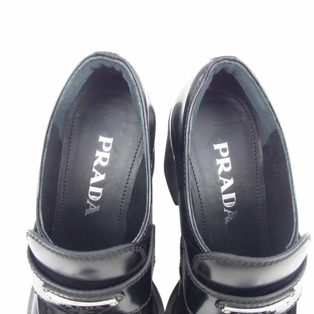 PRADA プラダ 三角ロゴ トライアングルロゴプレート ヒール ローファー シューズ ブラック系 35【中古】