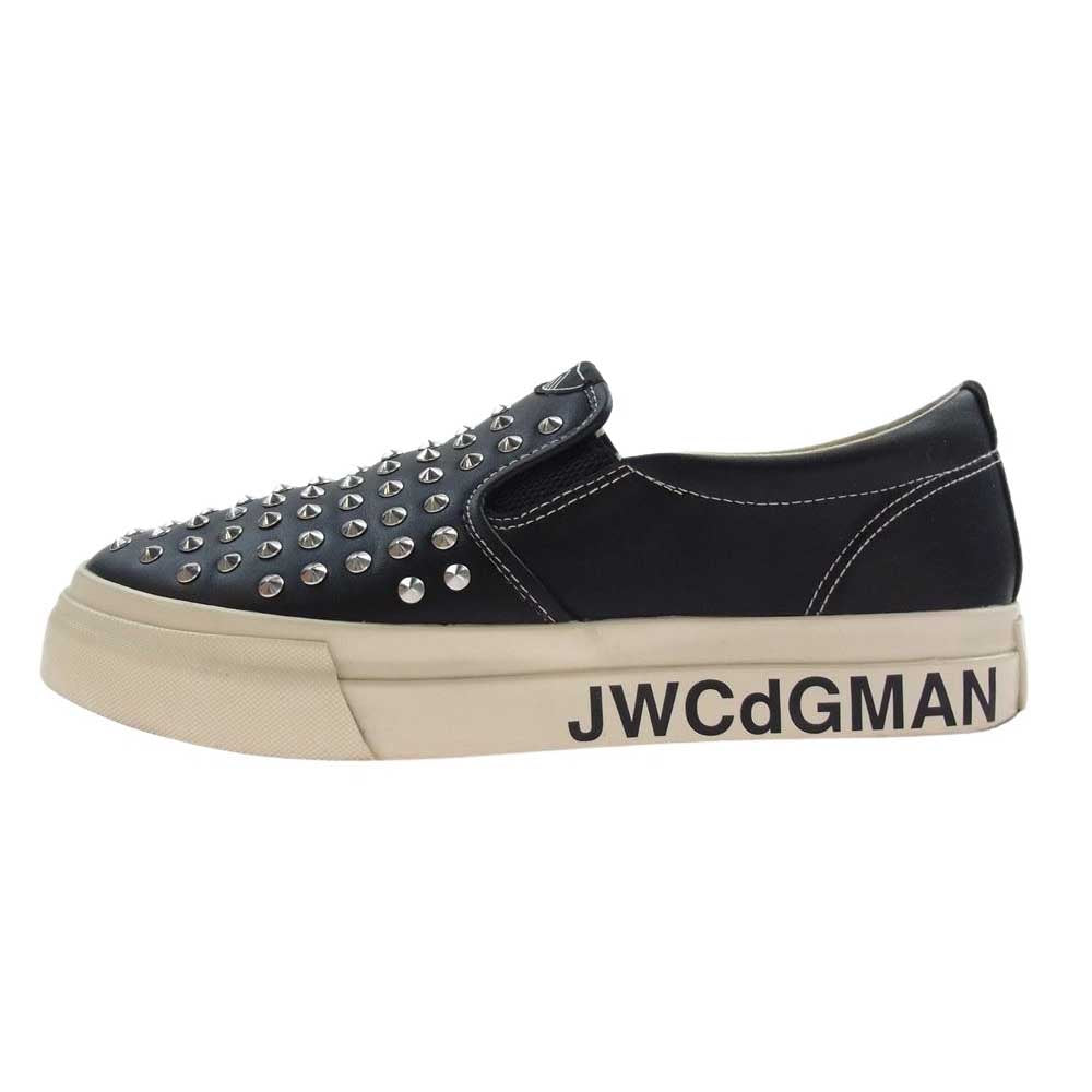 JUNYA WATANABE COMME des GARCONS MAN ジュンヤワタナベコムデギャルソンマン WK-K106-001 Stepney Workers Club SWC ステファニーワーカーズクラブ Wネーム スタッズ レザー ローカット スリッポン スニーカー ブラック系 26cm【中古】