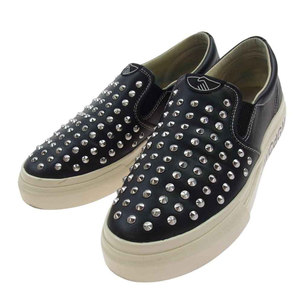 JUNYA WATANABE COMME des GARCONS MAN ジュンヤワタナベコムデギャルソンマン WK-K106-001 Stepney Workers Club SWC ステファニーワーカーズクラブ Wネーム スタッズ レザー ローカット スリッポン スニーカー ブラック系 26cm【中古】