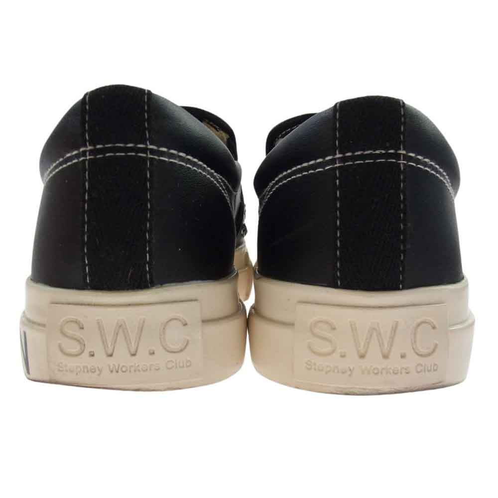 JUNYA WATANABE COMME des GARCONS MAN ジュンヤワタナベコムデギャルソンマン WK-K106-001 Stepney Workers Club SWC ステファニーワーカーズクラブ Wネーム スタッズ レザー ローカット スリッポン スニーカー ブラック系 26cm【中古】