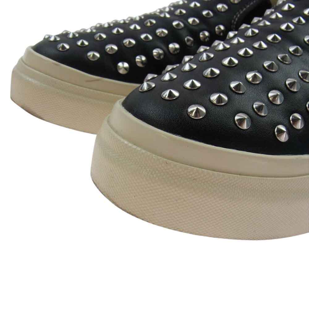 JUNYA WATANABE COMME des GARCONS MAN ジュンヤワタナベコムデギャルソンマン WK-K106-001 Stepney Workers Club SWC ステファニーワーカーズクラブ Wネーム スタッズ レザー ローカット スリッポン スニーカー ブラック系 26cm【中古】