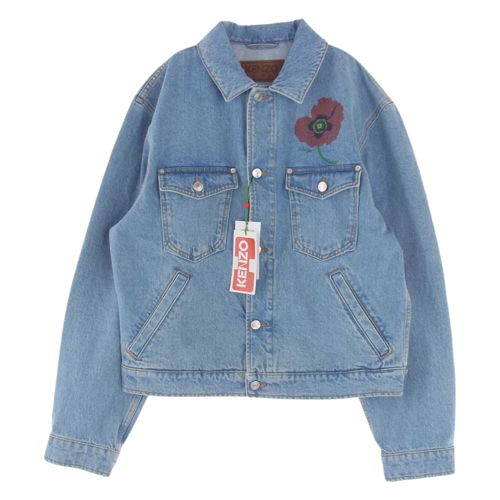 KENZO ケンゾー 22AW FC65DV3019GI TRUCKER DENIM JACKET ポピープリント スカイブルー トラッカー デニムジャケット インディゴブルー系 L【新古品】【未使用】【中古】