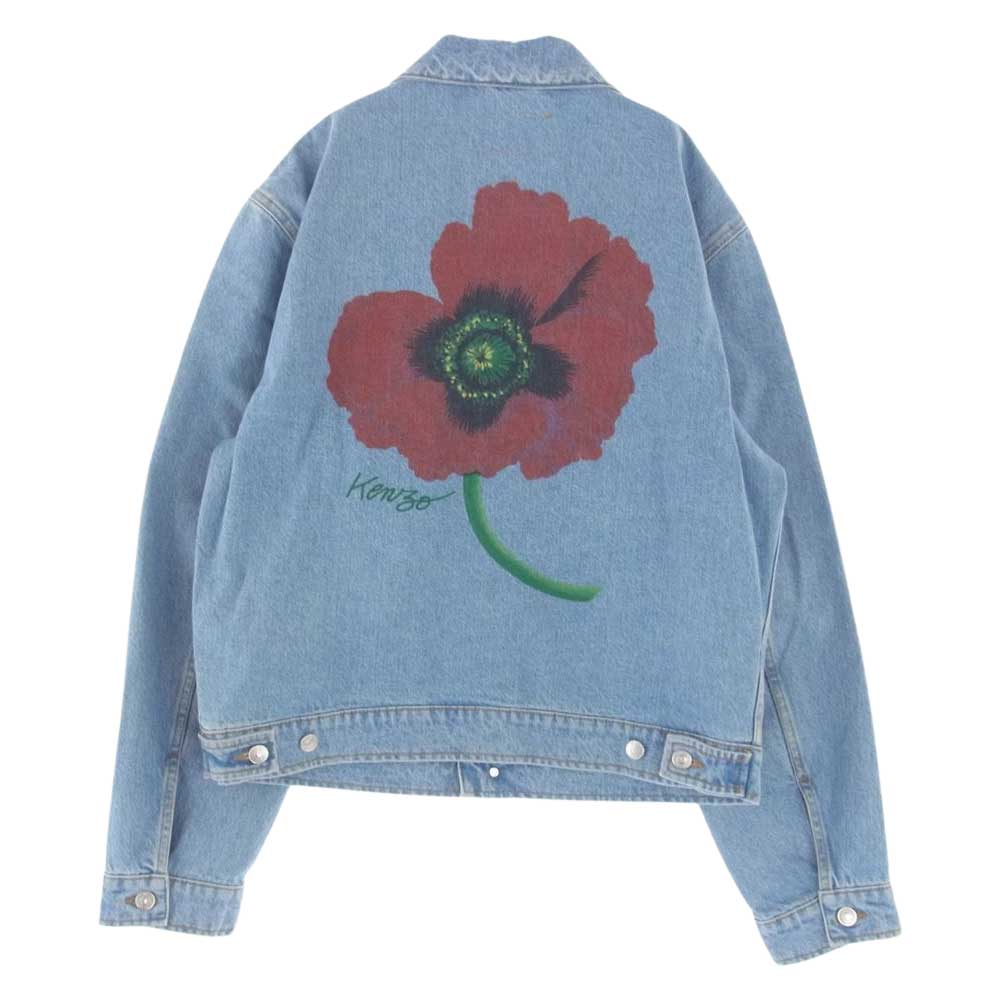 KENZO ケンゾー 22AW FC65DV3019GI TRUCKER DENIM JACKET ポピープリント スカイブルー トラッカー デニムジャケット インディゴブルー系 L【新古品】【未使用】【中古】