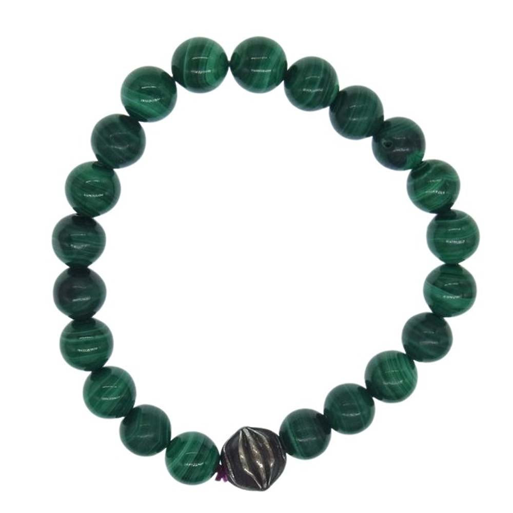 CHROME HEARTS クロムハーツ（原本無） BEAD 8mm CHクロスボール マラカイト ビーズ ブレスレット グリーン系【中古】