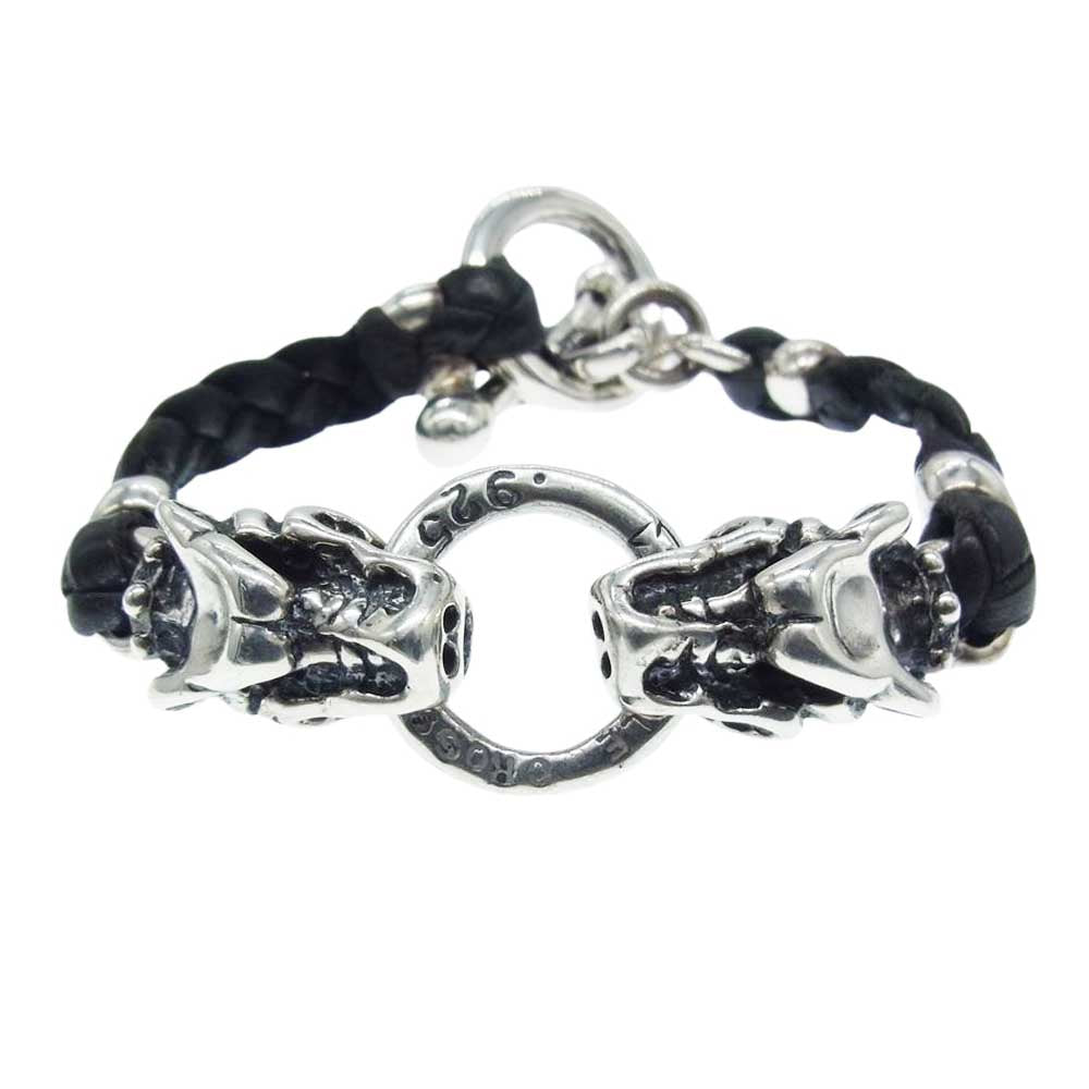 TRAVIS WALKER トラヴィスワーカー 販売証明書カード付き ガーゴイル Tバー レザー ブレスレット ブラック系【中古】