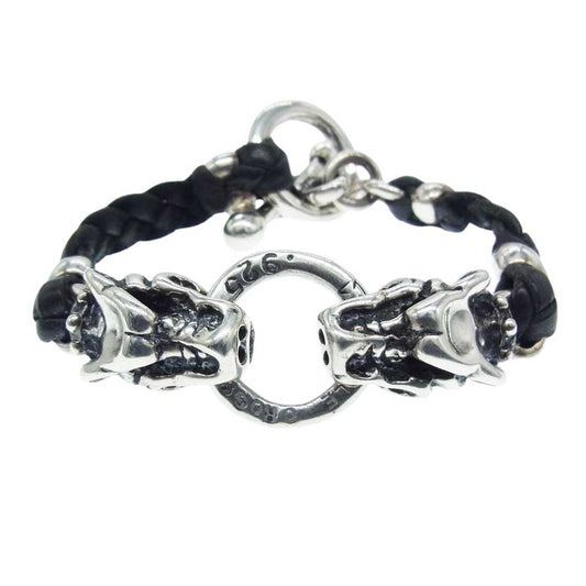 TRAVIS WALKER トラヴィスワーカー 販売証明書カード付き ガーゴイル Tバー レザー ブレスレット ブラック系【中古】