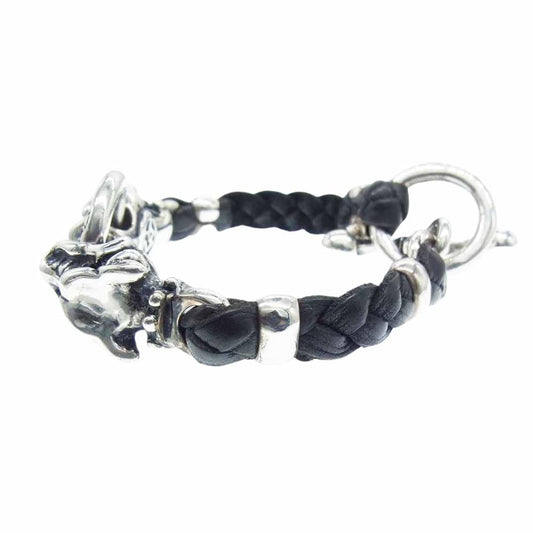 TRAVIS WALKER トラヴィスワーカー 販売証明書カード付き ガーゴイル Tバー レザー ブレスレット ブラック系【中古】