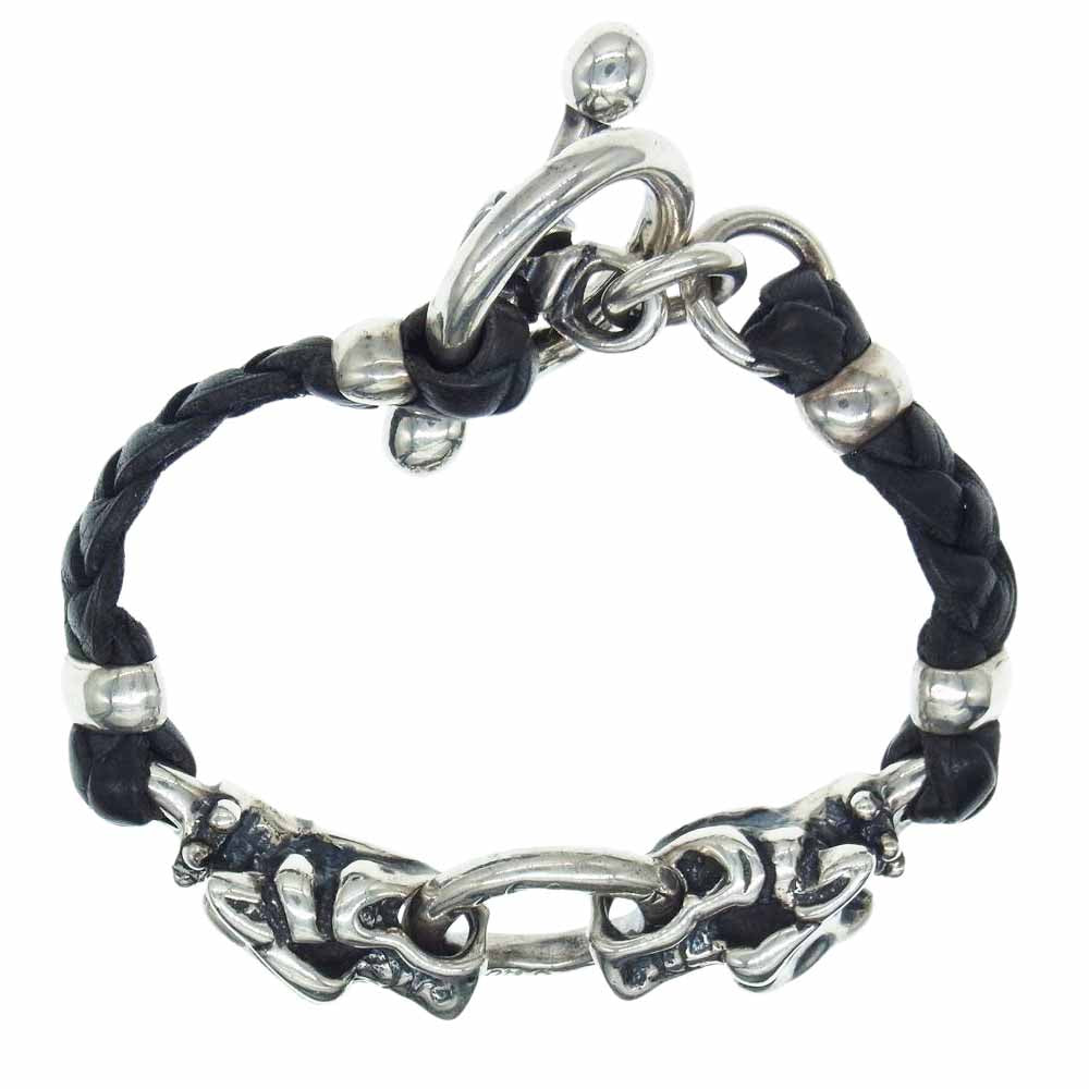 TRAVIS WALKER トラヴィスワーカー 販売証明書カード付き ガーゴイル Tバー レザー ブレスレット ブラック系【中古】