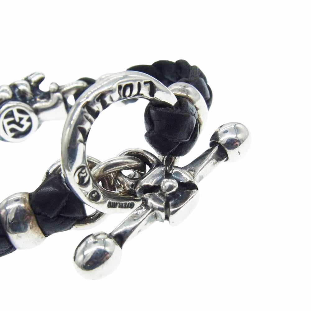 TRAVIS WALKER トラヴィスワーカー 販売証明書カード付き ガーゴイル Tバー レザー ブレスレット ブラック系【中古】