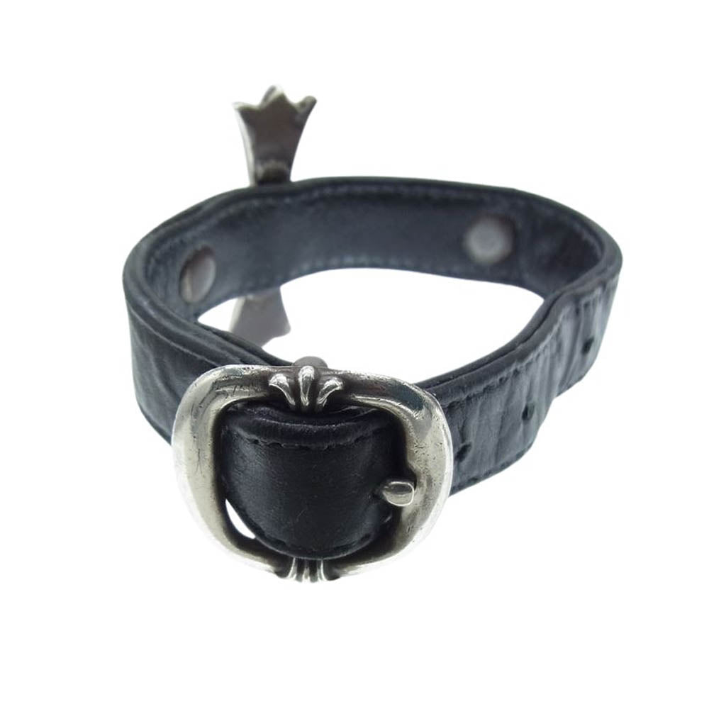 CHROME HEARTS クロムハーツ（原本無） ラージ クロス ガンスリンガー ベント レザー ブレスレット ブラック系【中古】
