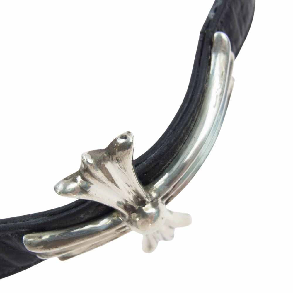 CHROME HEARTS クロムハーツ（原本無） ラージ クロス ガンスリンガー ベント レザー ブレスレット ブラック系【中古】