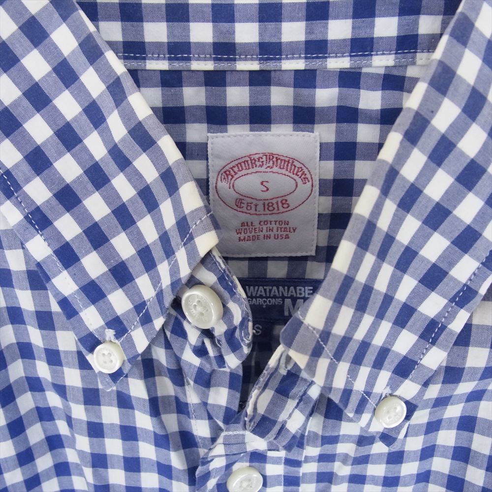 JUNYA WATANABE COMME des GARCONS MAN ジュンヤワタナベコムデギャルソンマン AD2008 WC-B405 BROOKS BROTHERS ブルックスブラザーズ ギンガムチェック 半袖 シャツ ブルー系 S【中古】