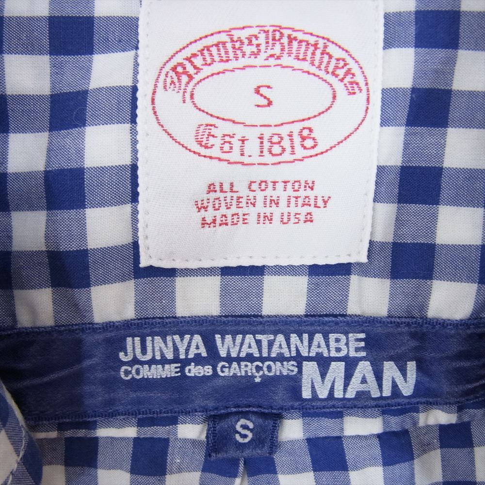 JUNYA WATANABE COMME des GARCONS MAN ジュンヤワタナベコムデギャルソンマン AD2008 WC-B405 BROOKS BROTHERS ブルックスブラザーズ ギンガムチェック 半袖 シャツ ブルー系 S【中古】