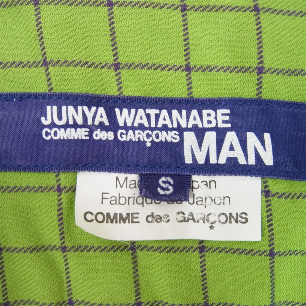 JUNYA WATANABE COMME des GARCONS MAN ジュンヤワタナベコムデギャルソンマン AD2006 WS-B015 サイドライン チェック 長袖 シャツ グリーン系 S【中古】