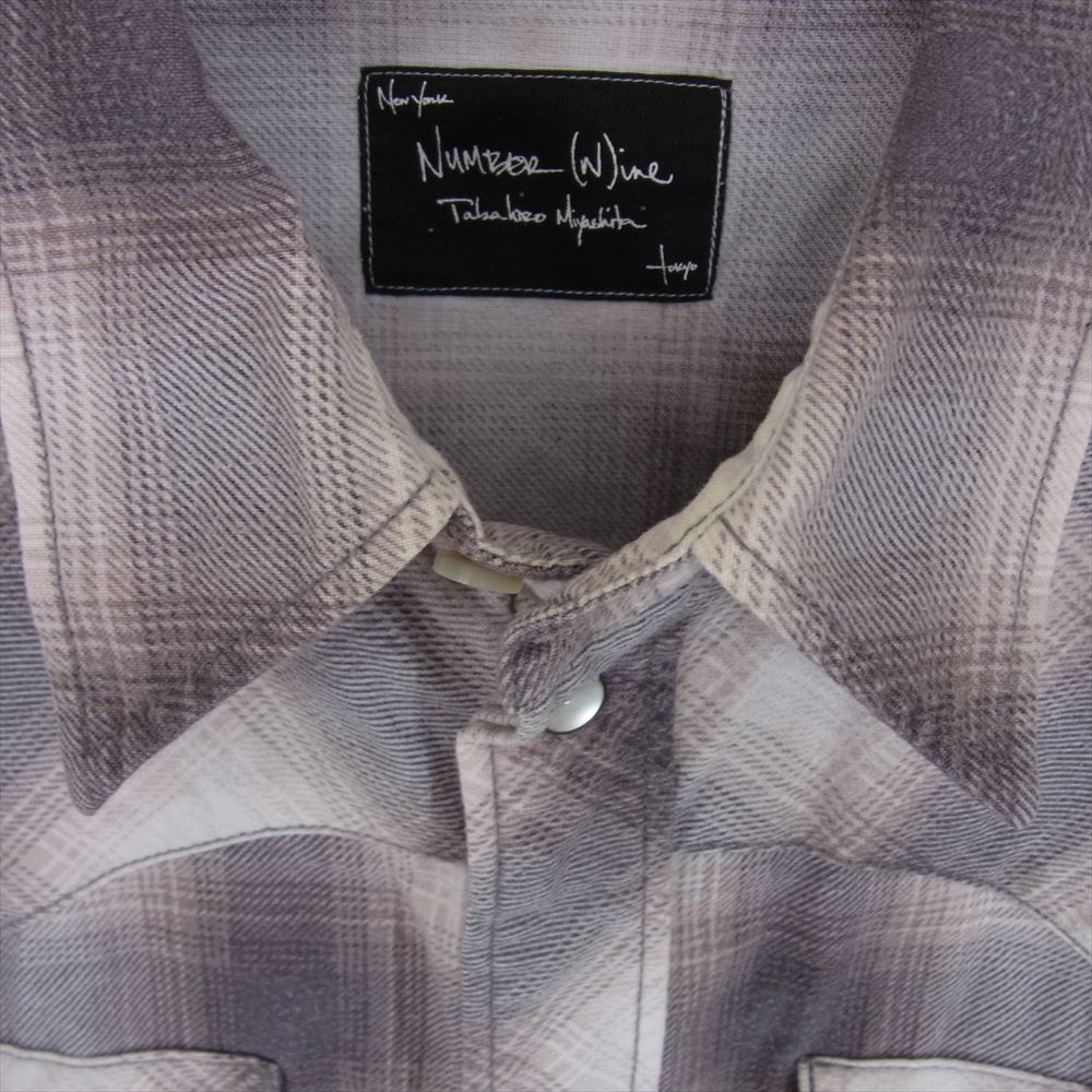 NUMBER(N)INE ナンバーナイン 07AW F07-NS012 LOVE期 チェック ウエスタン 長袖 シャツ グレー系 3【中古】