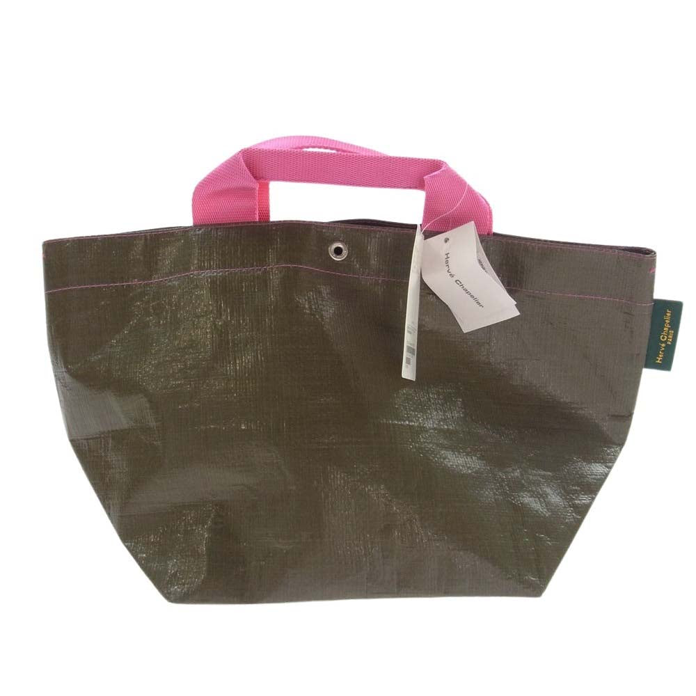 Herve Chapelier エルベ・シャプリエ 707PP green label relaxing グリーンレーベルリラクシング別注 マルシェバッグ トートバッグ オリーブ×ピンク オリーブ系【極上美品】【中古】