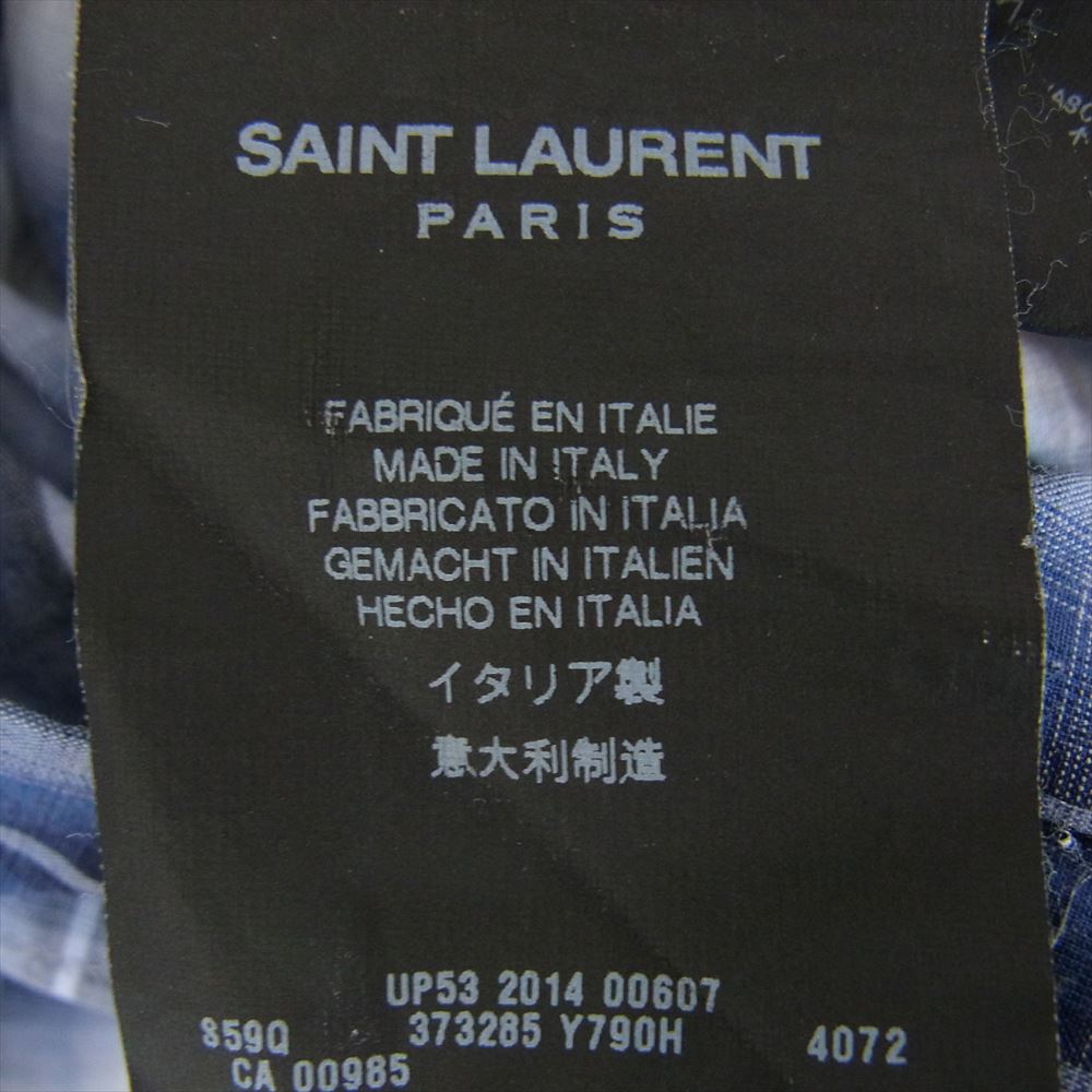 SAINT LAURENT サンローラン 373285 Y790H エディ期 チェック柄 スナップボタン ウエスタン 長袖 シャツ ブルー系 40【中古】