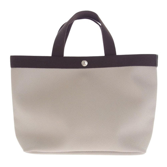 Herve Chapelier エルベ・シャプリエ 704GP COATED CANVAS SQUARE TOTE M コーテッドキャンバス スクエア トートバッグ マスティック×モカ ベージュ系【中古】