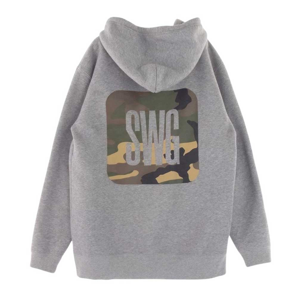 SWAGGER スワッガー SWGLSH-462 迷彩 SWG バック プリント ボックス ロゴ スウェット パーカー フットボール フーディ グレー グレー系 L【中古】
