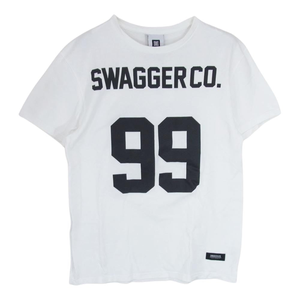 SWAGGER スワッガー SWGT-2991-1 99ナンバリング ロゴ 半袖 Tシャツ TEE ホワイト系 L【中古】