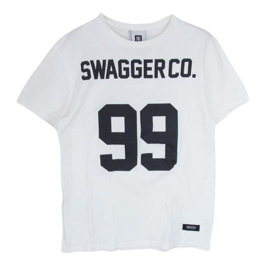 SWAGGER スワッガー SWGT-2991-1 99ナンバリング ロゴ 半袖 Tシャツ TEE ホワイト系 L【中古】