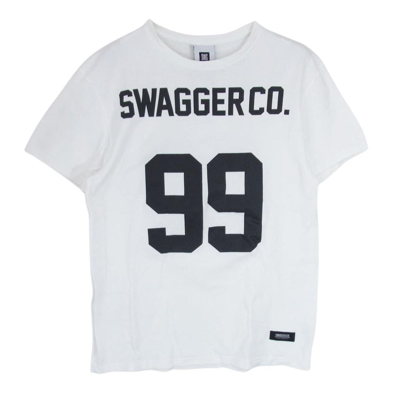 SWAGGER スワッガー SWGT-2991-1 99ナンバリング ロゴ 半袖 Tシャツ TEE  ホワイト系 L【中古】