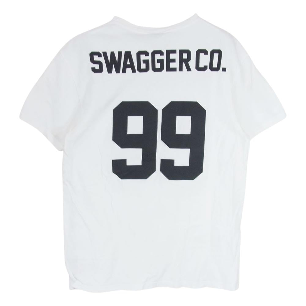 SWAGGER スワッガー SWGT-2991-1 99ナンバリング ロゴ 半袖 Tシャツ TEE ホワイト系 L【中古】