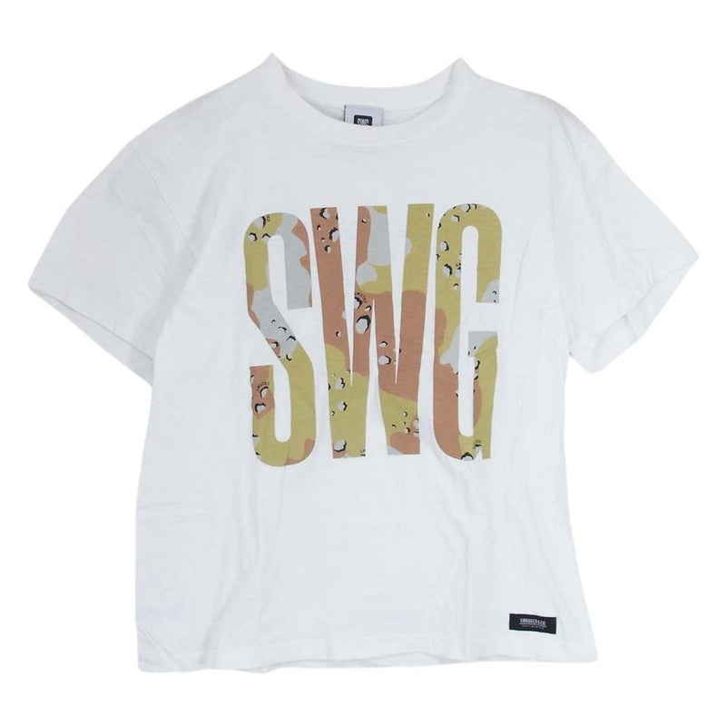 SWAGGER スワッガー SWGT-3054 SWG 迷彩 ロゴ 半袖 Tシャツ TEE ホワイト系 L【中古】