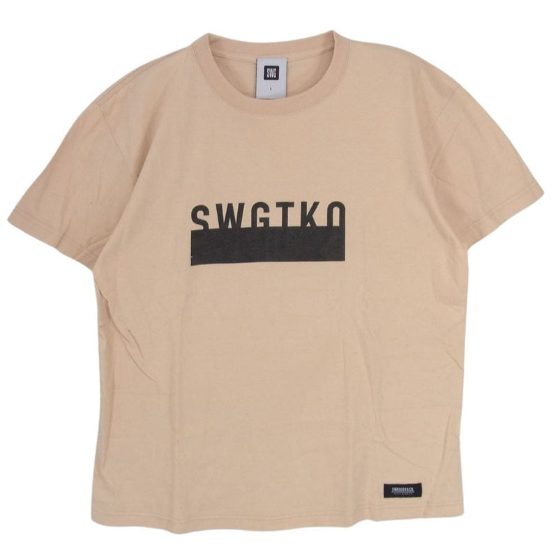 SWAGGER スワッガー SWGT-3038 SWGTKO ロゴ 半袖 Tシャツ TEE ベージュ系 L【中古】