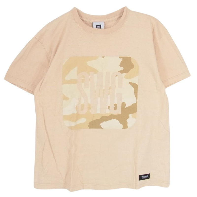 SWAGGER スワッガー SWGT-3040 SWG 迷彩ボックスロゴ 半袖 Tシャツ TEE ベージュ系 L【中古】