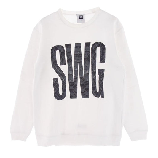 SWAGGER スワッガー SWGLSH-472 パイソン柄 プリント SWG  ロゴ クルーネック スウェット  ホワイト系 L【中古】
