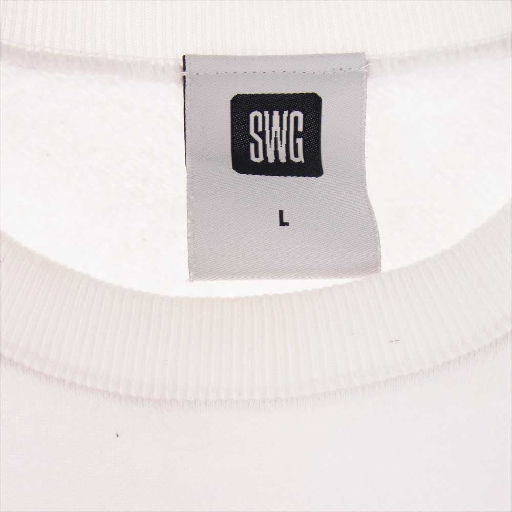 SWAGGER スワッガー SWGLSH-472 パイソン柄 プリント SWG  ロゴ クルーネック スウェット  ホワイト系 L【中古】