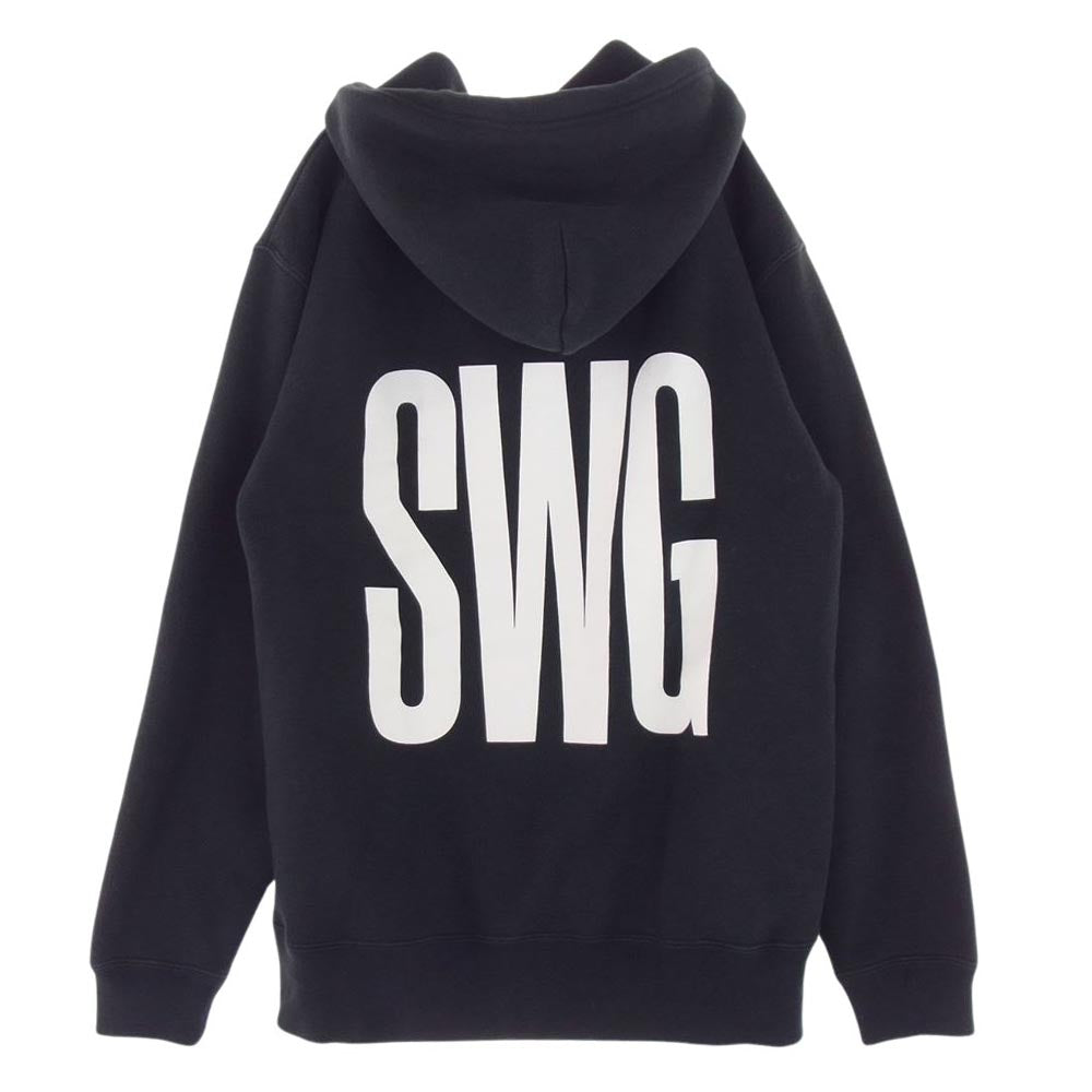SWAGGER スワッガー SWGLSH-478 SWG バック プリント ロゴ スウェット パーカー フーディ ブラック ブラック系 L【中古】