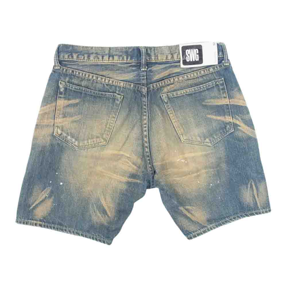 SWAGGER スワッガー SWGHPT-146 DENIM SHORTS ペンキ ダメージ加工 デニム ショーツ インディゴブルー系 32【中古】