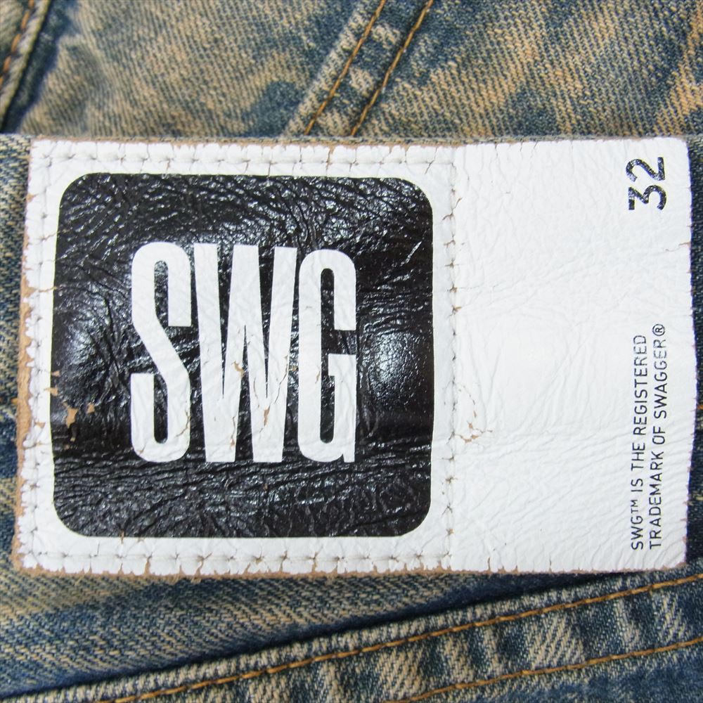 SWAGGER スワッガー SWGHPT-146 DENIM SHORTS ペンキ ダメージ加工 デニム ショーツ インディゴブルー系 32【中古】