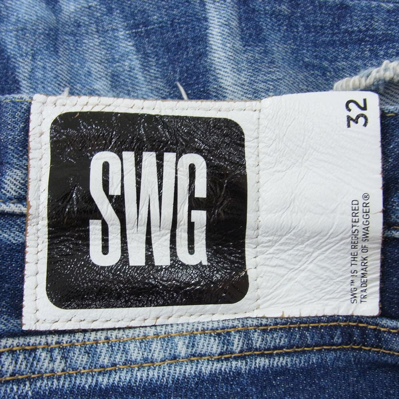 SWAGGER スワッガー SWGPTS-660 ストレッチ デニム ダメージ スキニー パンツ インディゴブルー系 32【中古】