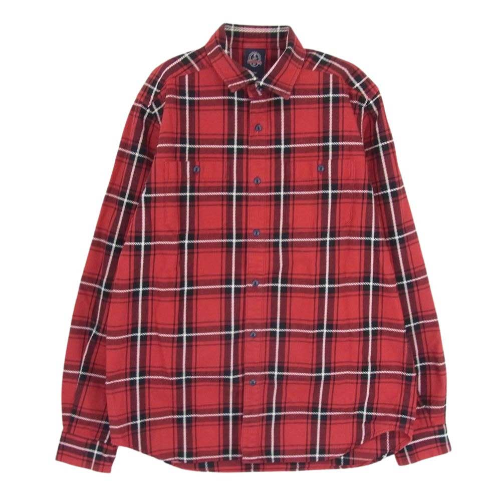 SWAGGER スワッガー SWGLSH-245 SWBP バック刺繍 チェック 長袖 コットン シャツ レッド系 L【中古】