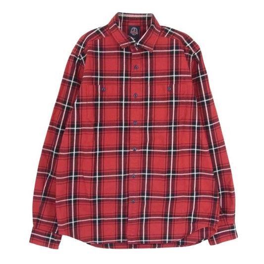 SWAGGER スワッガー SWGLSH-245 SWBP バック刺繍 チェック 長袖 コットン シャツ レッド系 L【中古】