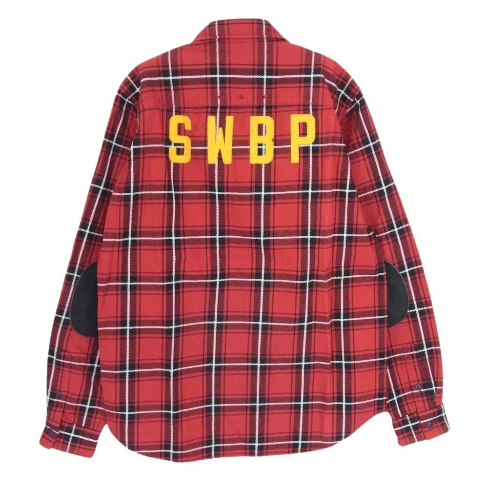 SWAGGER スワッガー SWGLSH-245 SWBP バック刺繍 チェック 長袖 コットン シャツ レッド系 L【中古】