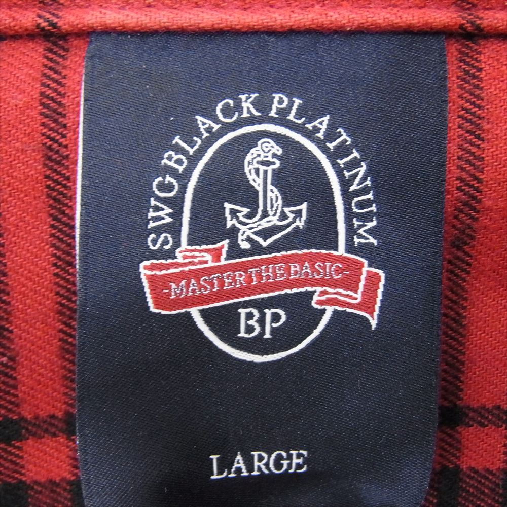 SWAGGER スワッガー SWGLSH-245 SWBP バック刺繍 チェック 長袖 コットン シャツ レッド系 L【中古】