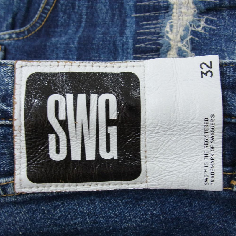 SWAGGER スワッガー SWGPTS-677 ストレッチ デニム ダメージ スキニー パンツ インディゴブルー系 32【中古】