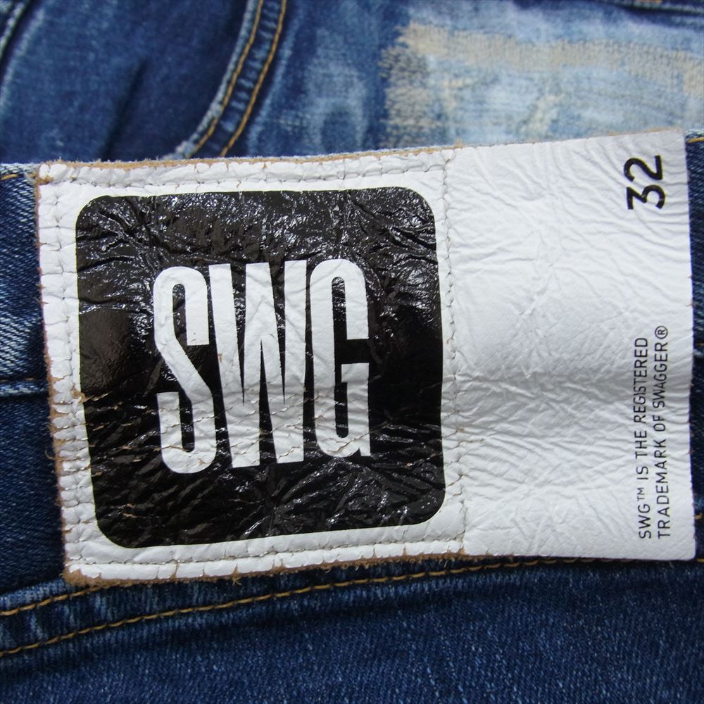 SWAGGER スワッガー SWGPTS-680 ストレッチ デニム ダメージ バイカー スキニー パンツ インディゴブルー系 32【中古】