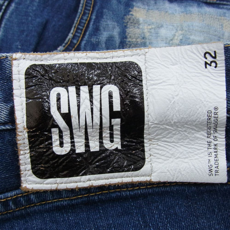 SWAGGER スワッガー SWGPTS-680 ストレッチ デニム ダメージ バイカー スキニー パンツ インディゴブルー系 32【中古】