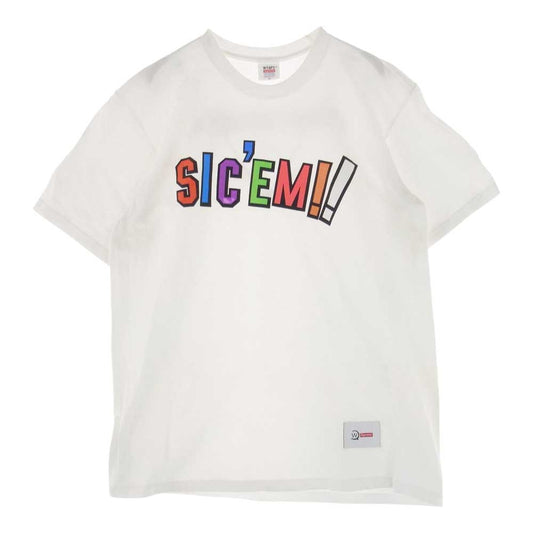Supreme シュプリーム 21AW × WTAPS Sic'em! Tee ダブルタップス ロゴプリント 半袖 Tシャツ ホワイト系 M【中古】