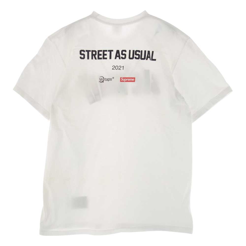 Supreme シュプリーム 21AW × WTAPS Sic'em! Tee ダブルタップス ロゴプリント 半袖 Tシャツ ホワイト系 M【中古】