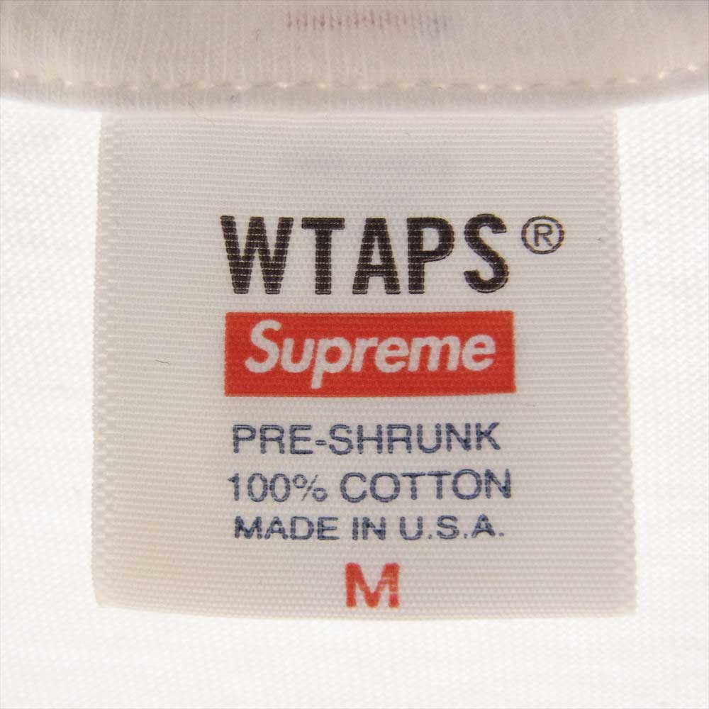 Supreme シュプリーム 21AW × WTAPS Sic'em! Tee ダブルタップス ロゴプリント 半袖 Tシャツ ホワイト系 M【中古】